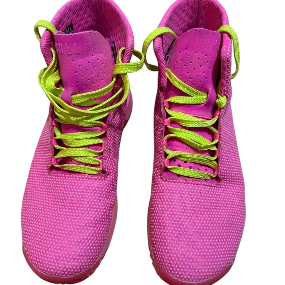 Vibrant Pink and Neon Green High-Top Sneakers - Picture 2 of 16